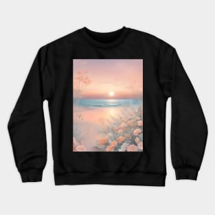 Pastel Floral Beach Sunset Crewneck Sweatshirt